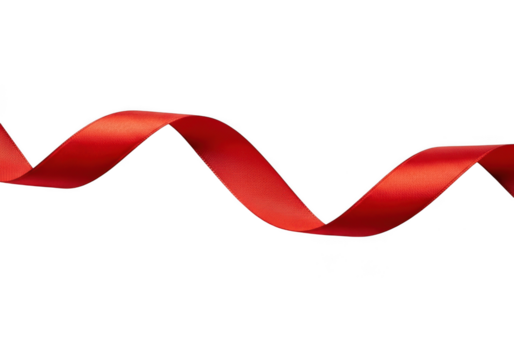 A flowing red ribbon isolated on transparent background, symbolizing celebration and elegance