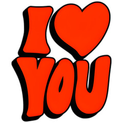 Vibrant orange 'i love you' text graphic on clean background