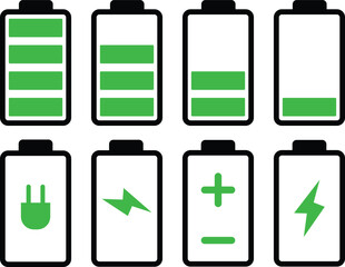 Battery charge color flat icon design, Battery indicator symbols, battery charge level sign, battery charge indicator battery illustration symbol,

