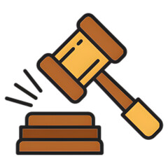 Gavel striking sound block, icon for law, justice, and auction