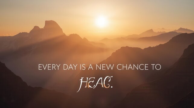 Morning sunrise motivation mountain landscape inspirational quote serene environment wide angle personal growth