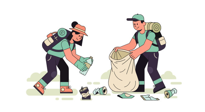 Community Volunteers Working Together Picking Up Litter Cleaning Up The Environment