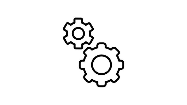 Seamless looping two gear icon animation for process, setting, setup, automation, workflow, management, system, engineering, mechanism, machine technology, service, maintenance and other