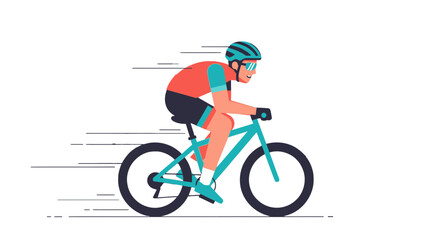 Fototapeta premium Cyclist Cycling in Speed With The Bicycle Against A Dark Background