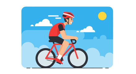 Fototapeta premium Cyclist Enjoying Ride on a Sunny Day: A Vibrant Illustration of Sport and Leisure
