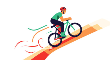 Fototapeta premium Cyclist Ascending Steep Incline: An Energetic Cycling Illustration