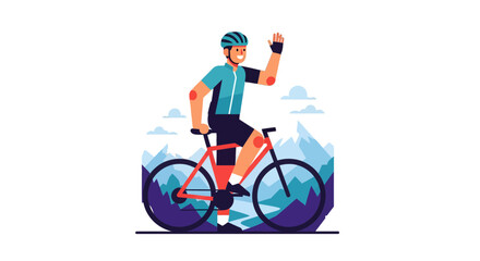 Cyclist on Mountain Bike on an Adventurous Journey through the Mountains illustration