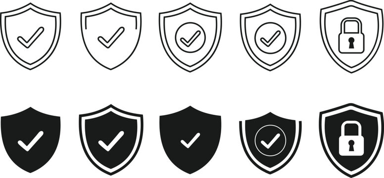 A set of heraldic shield icons and badges for secure design illustration vector elements