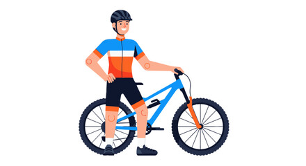 Obraz premium Cyclist Stands Next To His Bicycle in Sportswear and Ready For Adventure