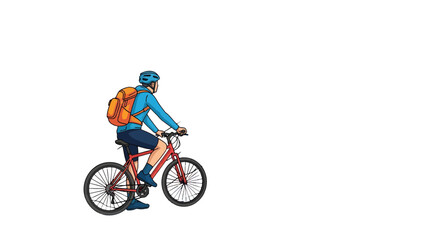 Obraz premium Cyclist With Backpack On Bicycle Against a Black Background In Illustration Style