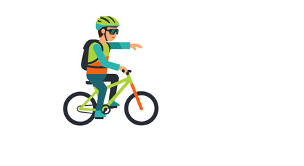 Naklejka premium Cyclist With Sunglasses On His Bicycle Pointing The Way Silhouette Isolated On Black