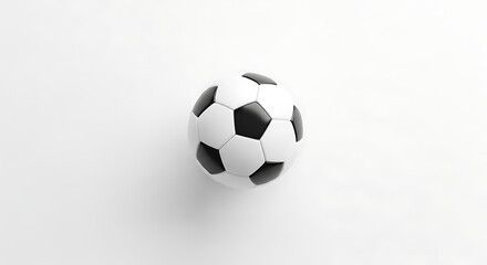 A soccer ball with black and white panels centered on a plain white background in a studio shot ai generated