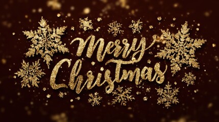 gold snowflake christmas border design with the words merry christmas