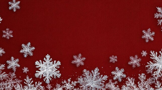 background merry drawn christmas snowflakes red banner snow new december flake pattern decoration wallpaper white design snowflake illustration greeting holiday card garland ball header ornament