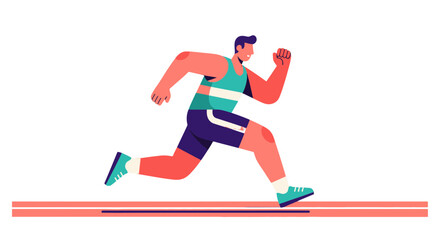 Energetic Athlete Sprinting Across Track Illustreting Speed and Physical Endurance