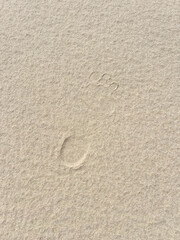 Gentle waves and wind creating delicate ripple patterns on pristine white sand beach surface Leba Poland. High quality photograph