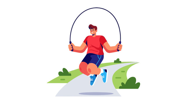 Energetic Jumper Practicing Fitness Exercise Outdoors On A Pathway With Modern Colors