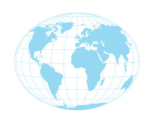 Fototapeta premium Modern Light Blue Globe World Map Illustration Vector