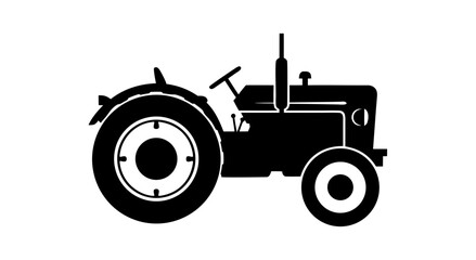 Antique farm tractor vehicle with agricultural machine equipment illustration on white © AKBAR