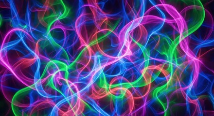 Vibrant abstract neon light trails swirling in a mesmerizing display of color and movement