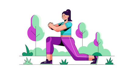Fototapeta premium Woman Performing Exercise Outdoors Demonstrates Fitness, Health, and Well-being in Nature