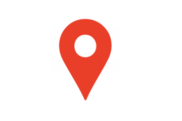 Red map pin icon representing a location, destination, navigation, marker, or point on a transparent background