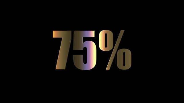 75 Percent Discount Shiny Golden Text Smooth Animation on Black Background