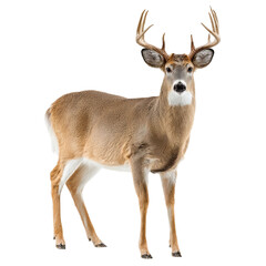 Fototapeta premium Png of majestic whitetailed deer buck standing tall, isolated on transparent background, showcasing its impressive antlers and graceful posture