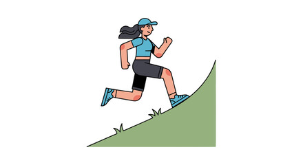 Fototapeta premium Woman Exercising While Running Up A Hill Against A Black Background