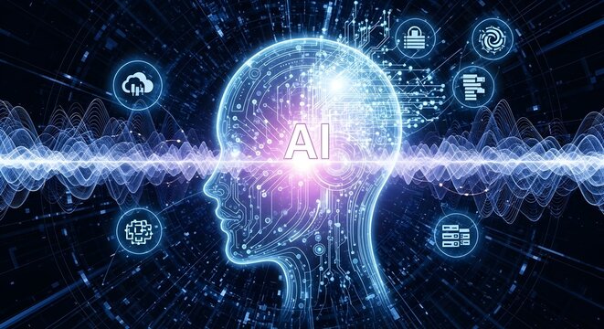 Glowing blue cube with a shield and checkmark icon representing security and protection on a computer keyboard