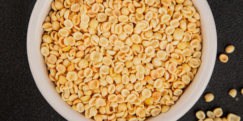 Orecchiette small pasta drum wheat pasta Italian food tasty snack fresh delicious gourmet food table setting rustic top view copy space