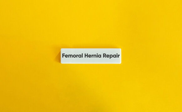 Femoral Hernia Repair Banner on Yellow Background
