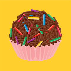 Brigadeiro ornated with colorful sprinkles