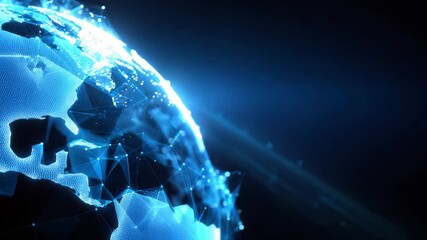 world globe network connect future technology digital low poly wireframe video motion - Powered by Adobe