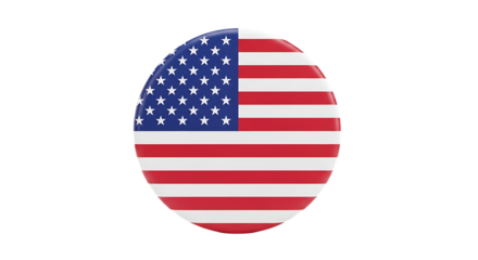 Round United States Flag Emblem With Stars and Stripes on Black Background America isolated on a transparent background