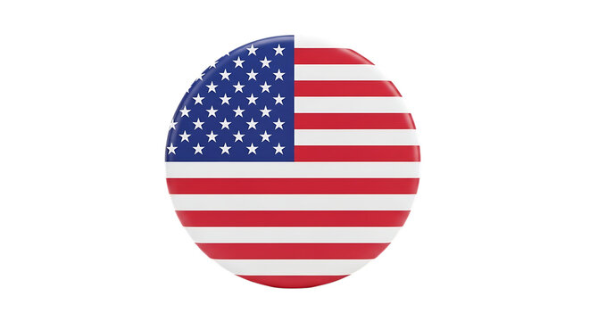 Round United States Flag Emblem With Stars and Stripes on Black Background America isolated on a transparent background