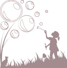 Joyful child creating magical bubbles on a sunny day, embodying childhood wonder and carefree moments