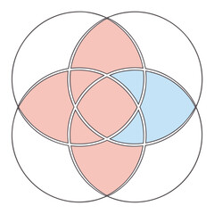 Vibrant geometric pattern with intersecting circles and pastel shaded segments creating dynamic visual flow for modern design concepts