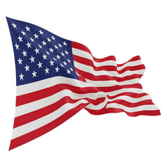 Obraz premium Waving American Flag in 3D Render on Black Background United States isolated on a transparent background