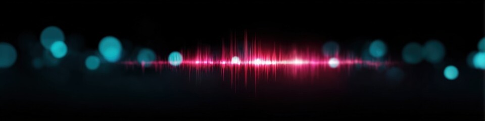 Vibrant sound wave with blue bokeh in dark background