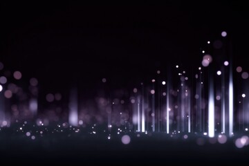 Abstract purple and black bokeh light display with vertical streaks