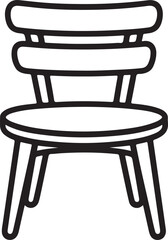Black and white outline of a simple wooden chair furniture seat vector illustration EPS file download.
