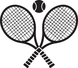 Two crossed tennis rackets and a tennis ball graphic sport game vector illustration EPS file download.
