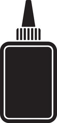 Black glue bottle icon with white outline and ribbed cap container adhesive vector illustration EPS file download.
