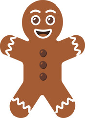 Brown gingerbread man with white icing and dark buttons cookie vector illustration EPS file download.
