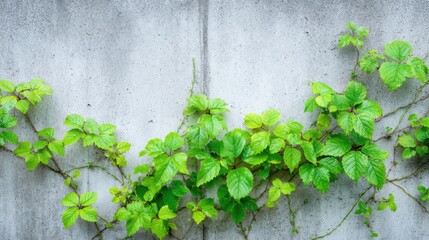 Vibrant green vines intertwine along a concrete wall, showcasing nature's resilience. The scene captures the beauty of plant life thriving in an urban environment.