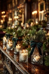 Candles Glow Warmly on a Festive Table in an Elegantly Decorated Interior