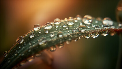 Water droplets leaf macro photography close up nature bokeh warm