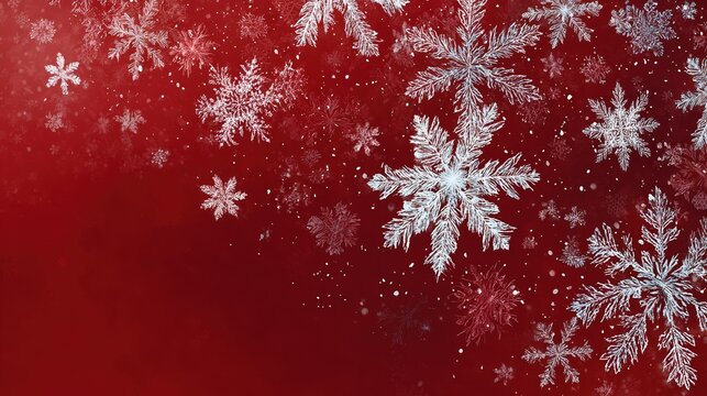 background merry drawn christmas snowflakes red banner snow new december flake pattern decoration wallpaper white design snowflake illustration greeting holiday card garland ball header ornament
