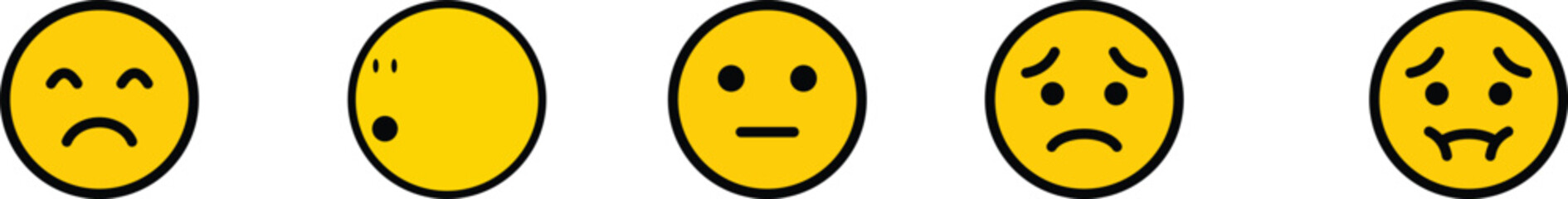 Fototapeta premium emoji face Emoticon features emoji faces in smile, happy, sad, angry, and surprised expressions color, simple line smiley face vector illustration. Doodle Emoji face icon set. Hand drawn sketch sty